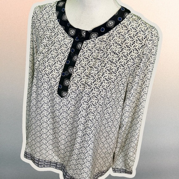 Sea New York White & Black 100% Silk Button-Up Geometric Print Tunic Size 4 - Picture 12 of 12